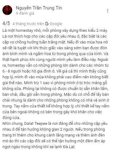 Đánh giá khách du lịch trên Google Maps